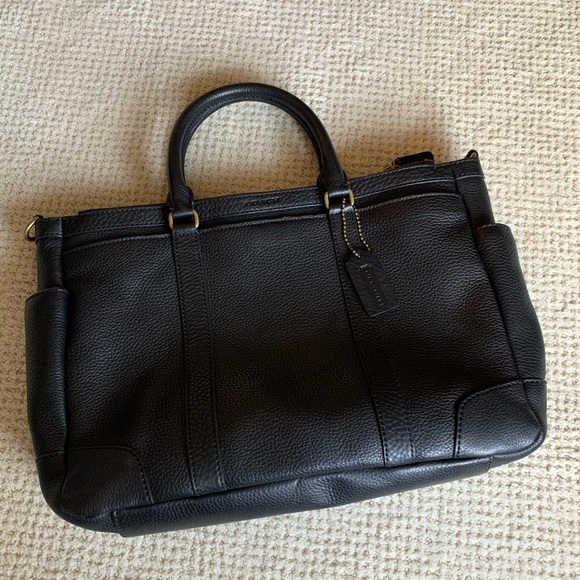Coach Black Pebbled Leather Brief w Strap - Picture 2 of 3